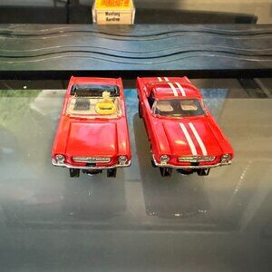 Aurora HO slot cars T jets red Mustangs convertible and hardtop